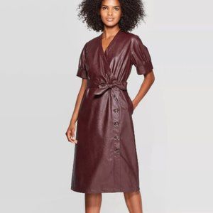 Cherrywood Vegan Leather Wrap Dress by Who What Wear NWT!